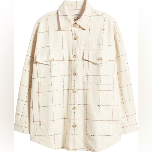 Like New Madewell Windowpane Boucle Oversized Shirt Jacket - Picture 4 of 11